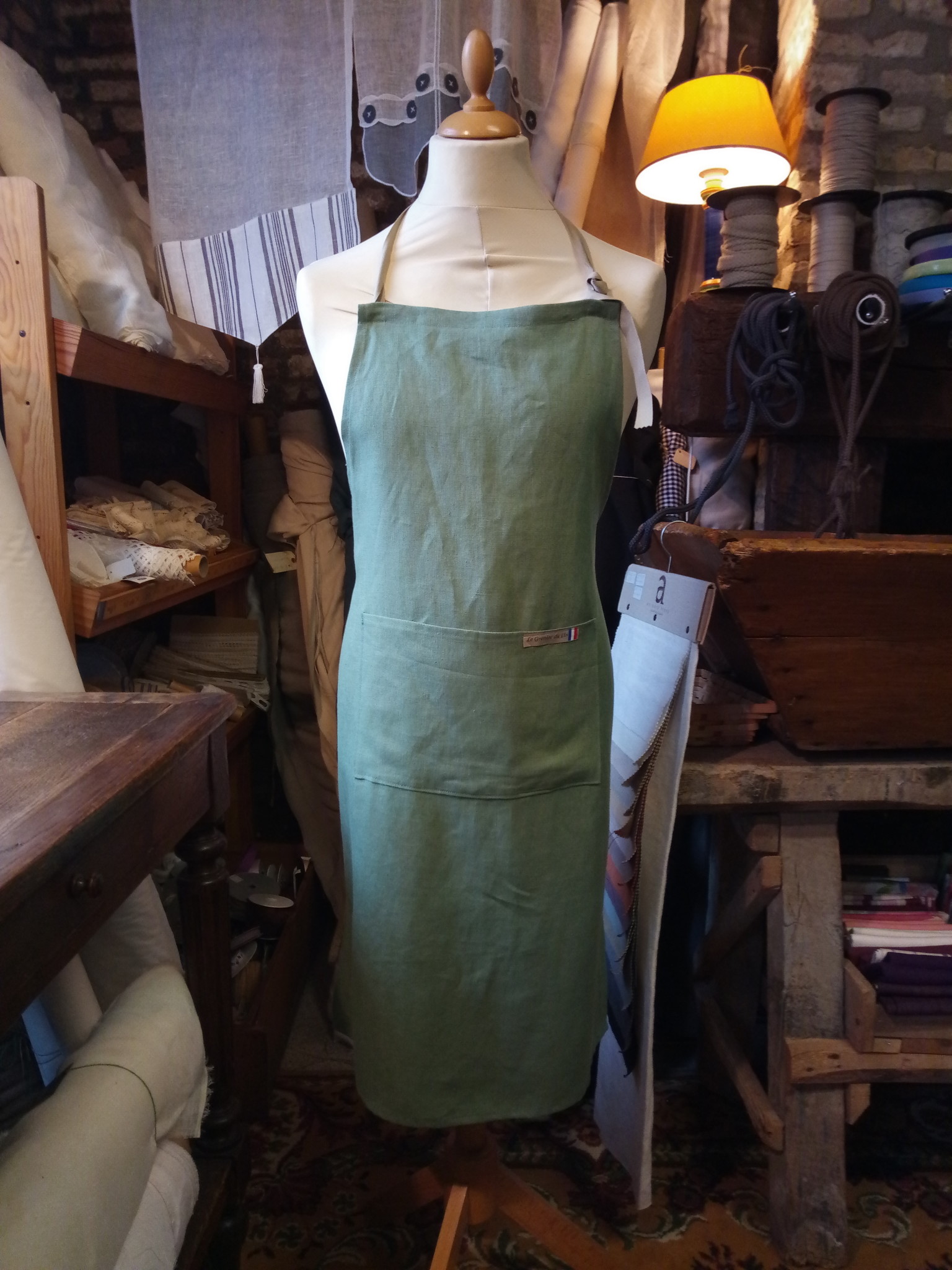 Le grenier du lin Plain green apron