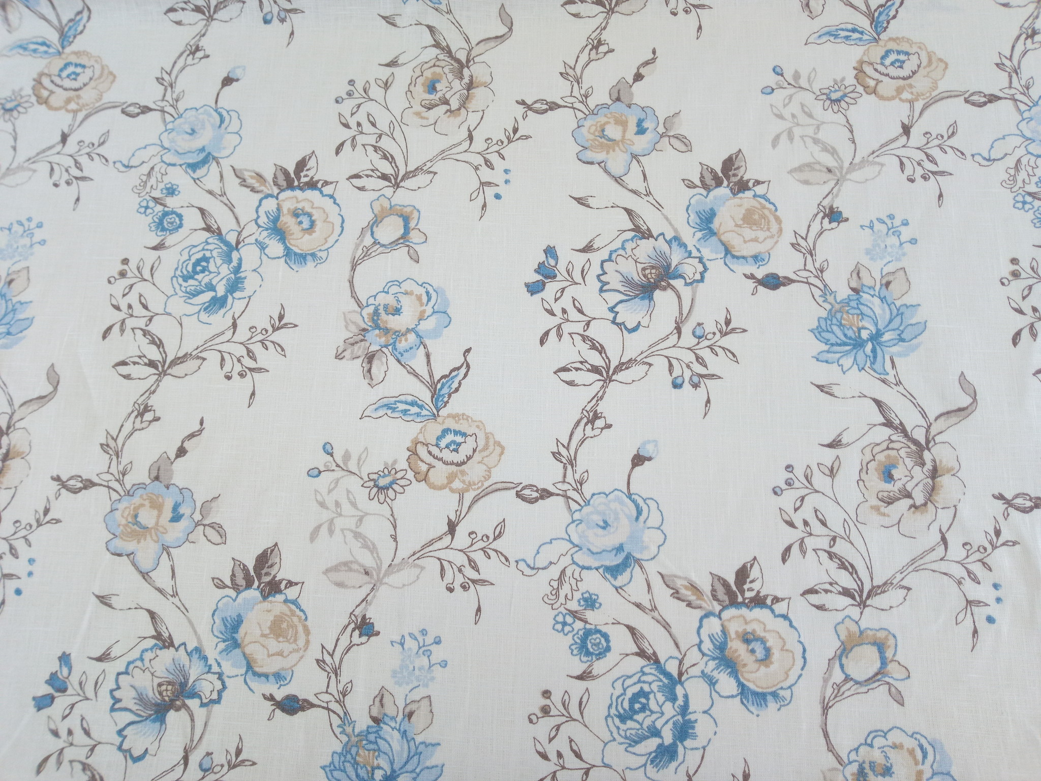 Floral blue on white background" fabric