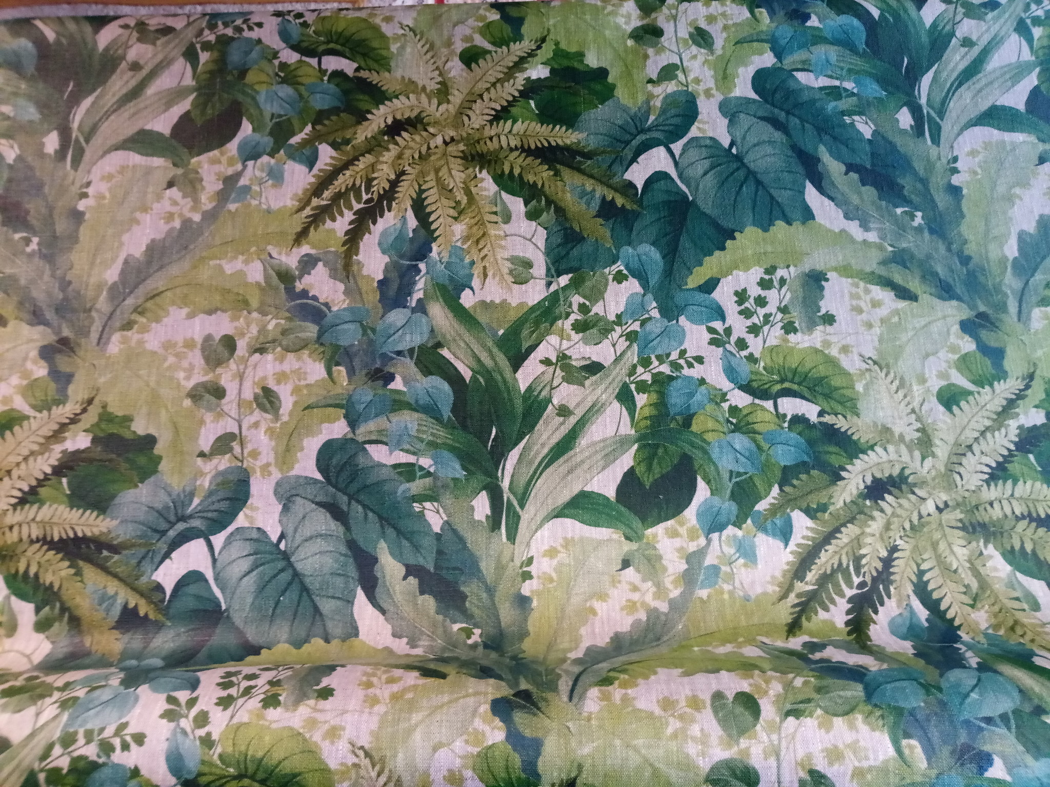 coated linen printed " foliage ".