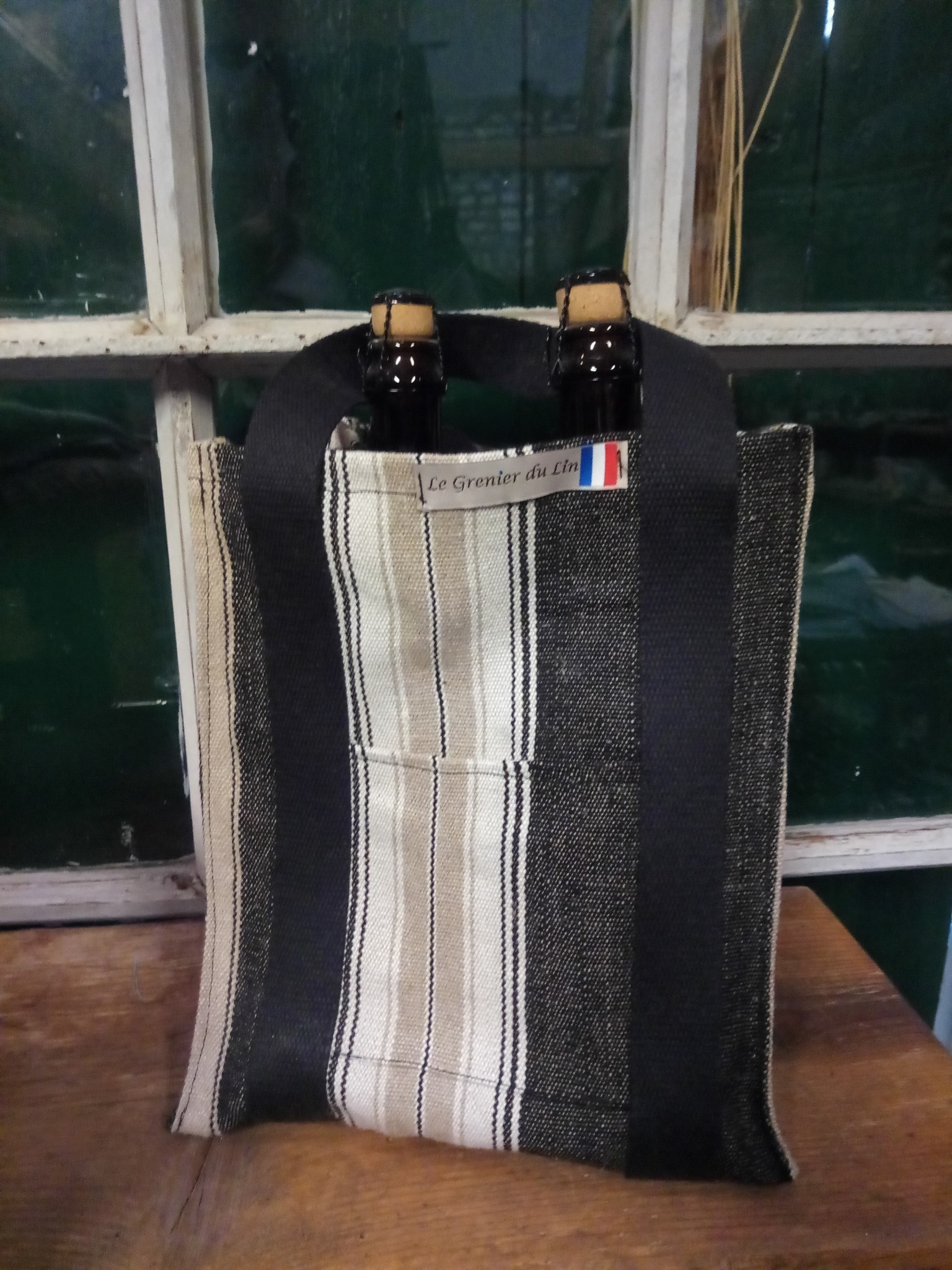 Le grenier du lin 4-bottle linen bottle holder