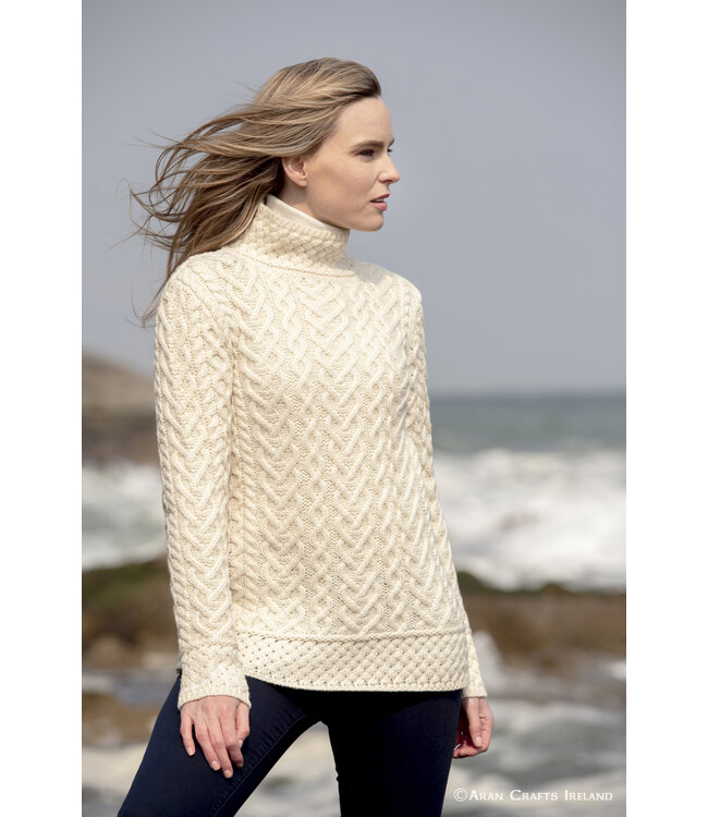 aran craft "THE HEARTS  / C4767" Irish high neck jumper