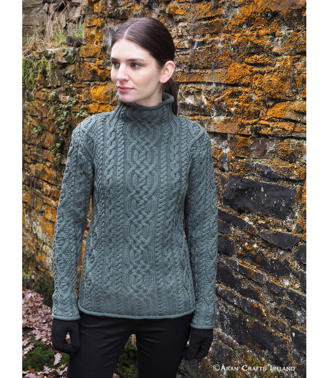 aran craft "KLYMORE  / CR4690" Ierse trui met opstaande kraag
