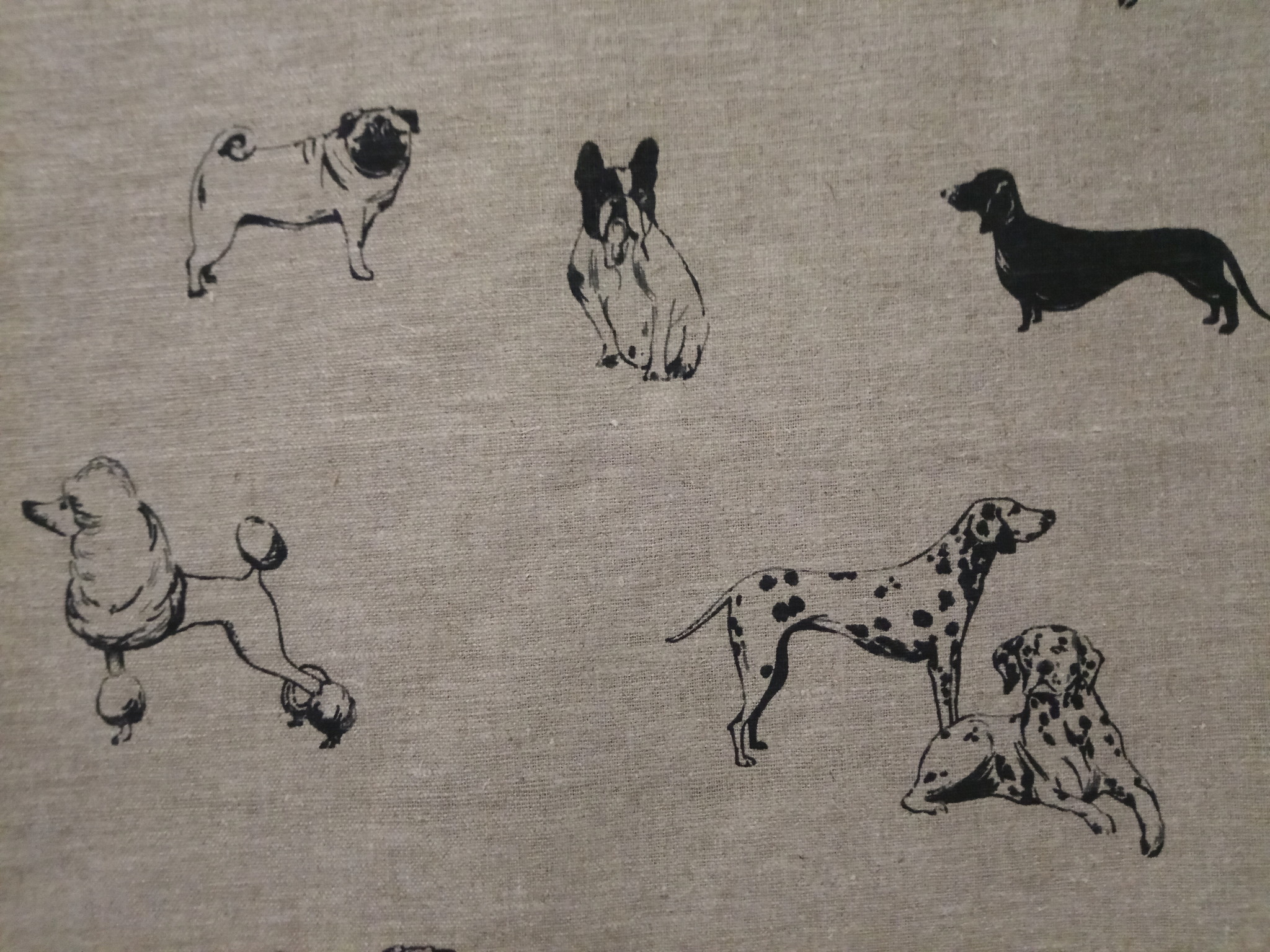 Tissu  en lin chiens