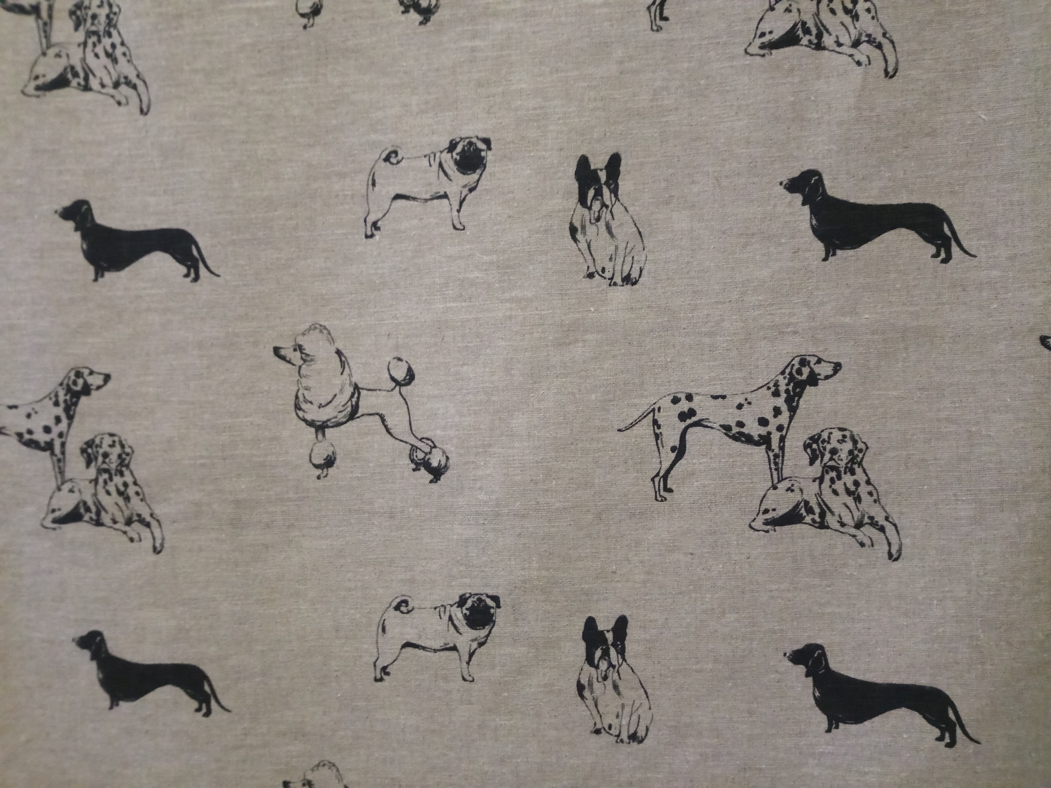 Tissu  en lin chiens