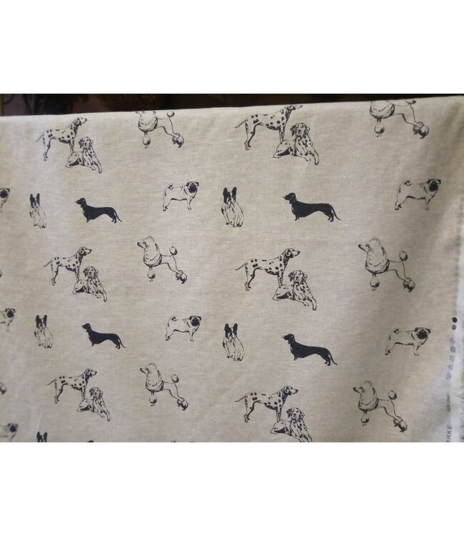 Tissu  en lin chiens