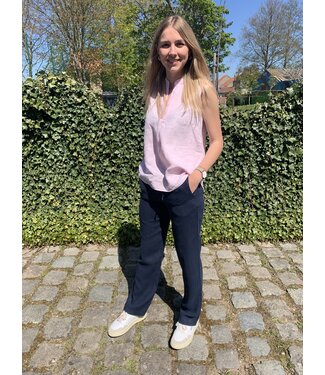 Pantalon en lin femme Vanessa – Bleu marine