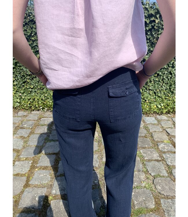 vanessa" linnen broek marineblauw