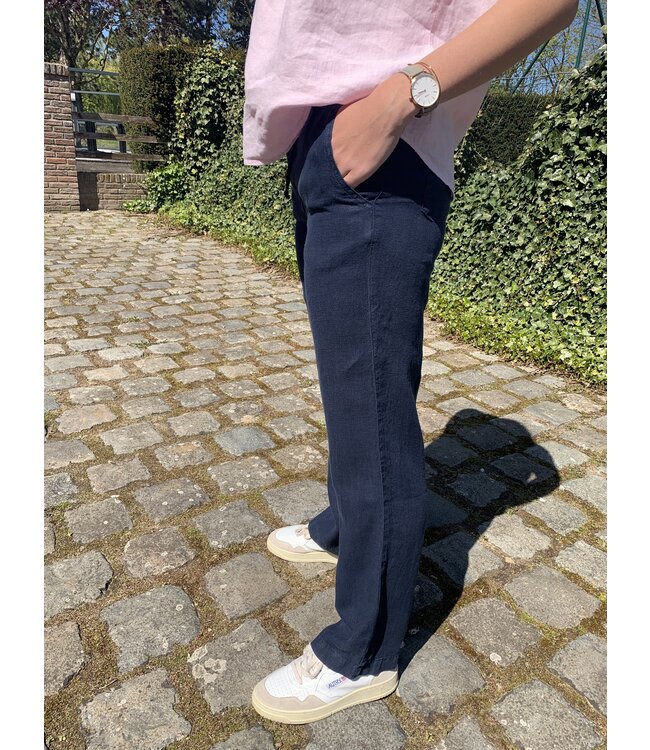 Pantalon  en lin "vanessa" bleu marine