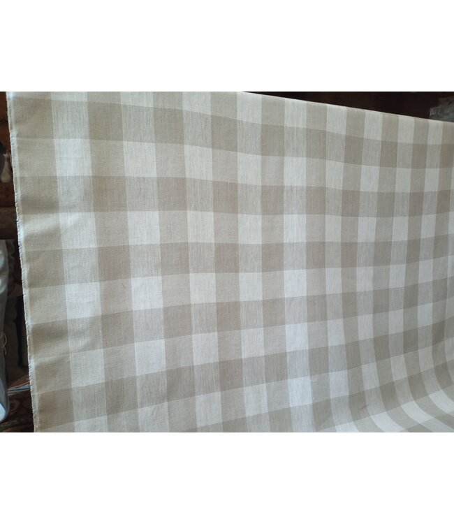 Tissu a carreaux naturel et blanc cassé