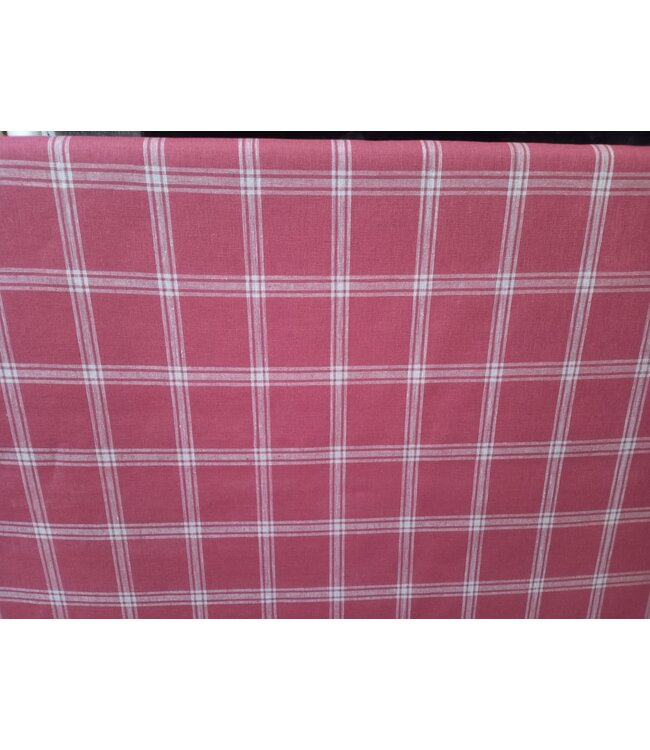 Tissu lin grands carreaux rouge