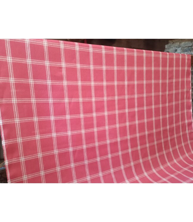 Tissu lin grands carreaux rouge