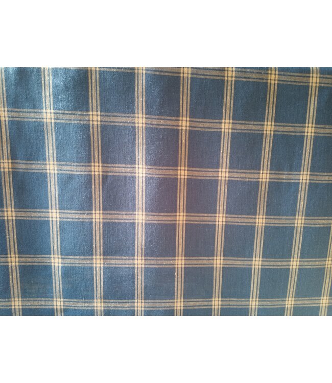 Linen fabric in large blue and natural checks