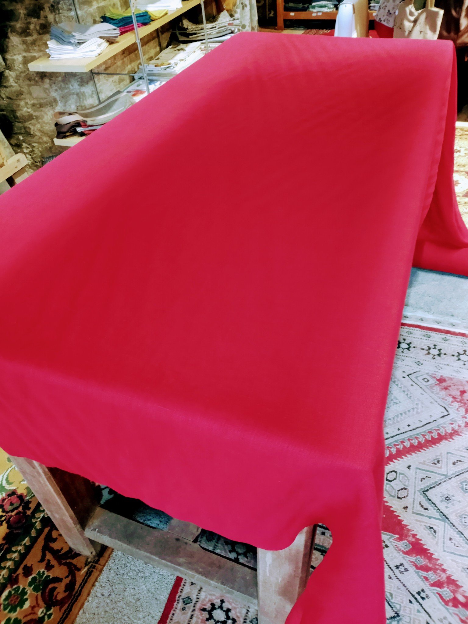 Le grenier du lin rood linnen tafelkleed