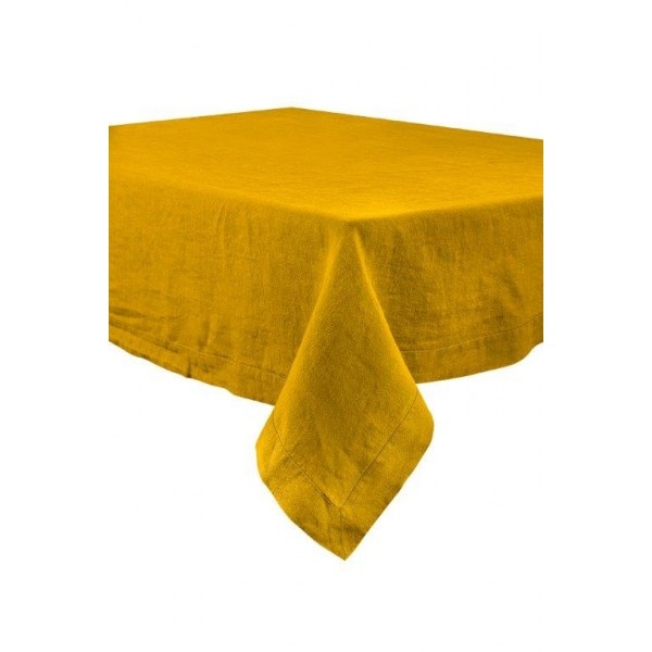 Le grenier du lin Saffron yellow linen tablecloth