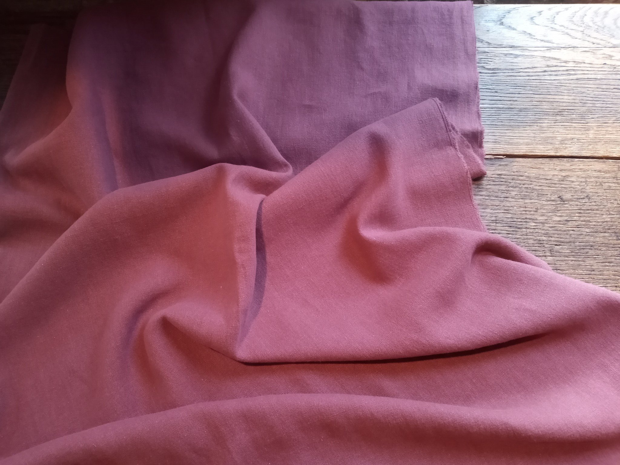 Linen fabric washed wine lees large width