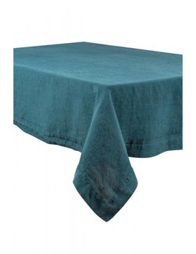 Le grenier du lin Linen tablecloth in prussian blue linen