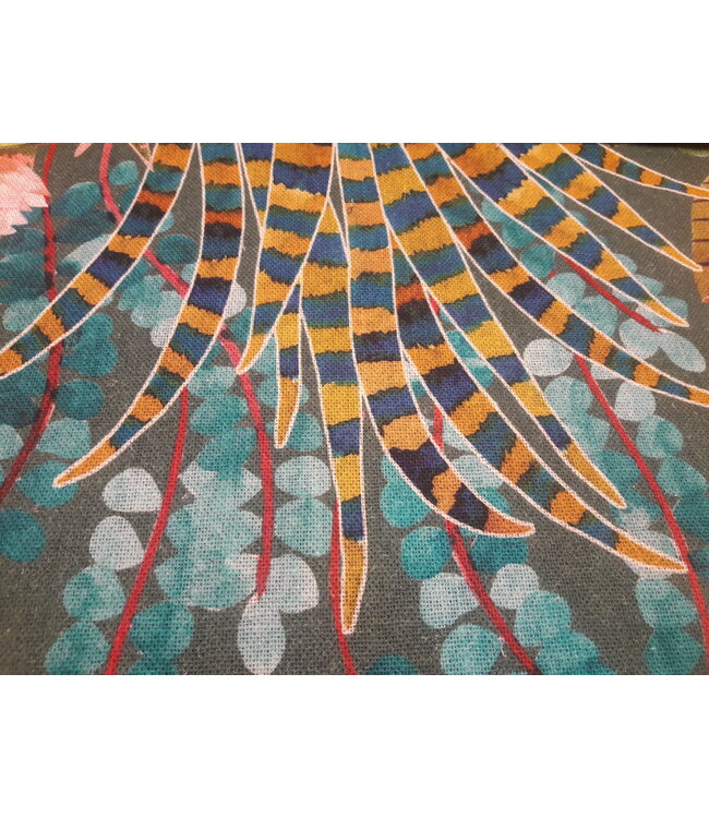 Linen fabric "coloured ramage