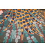 Linen fabric "coloured ramage