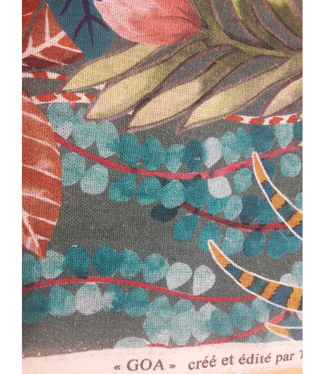 Tissu en lin "ramage coloré"