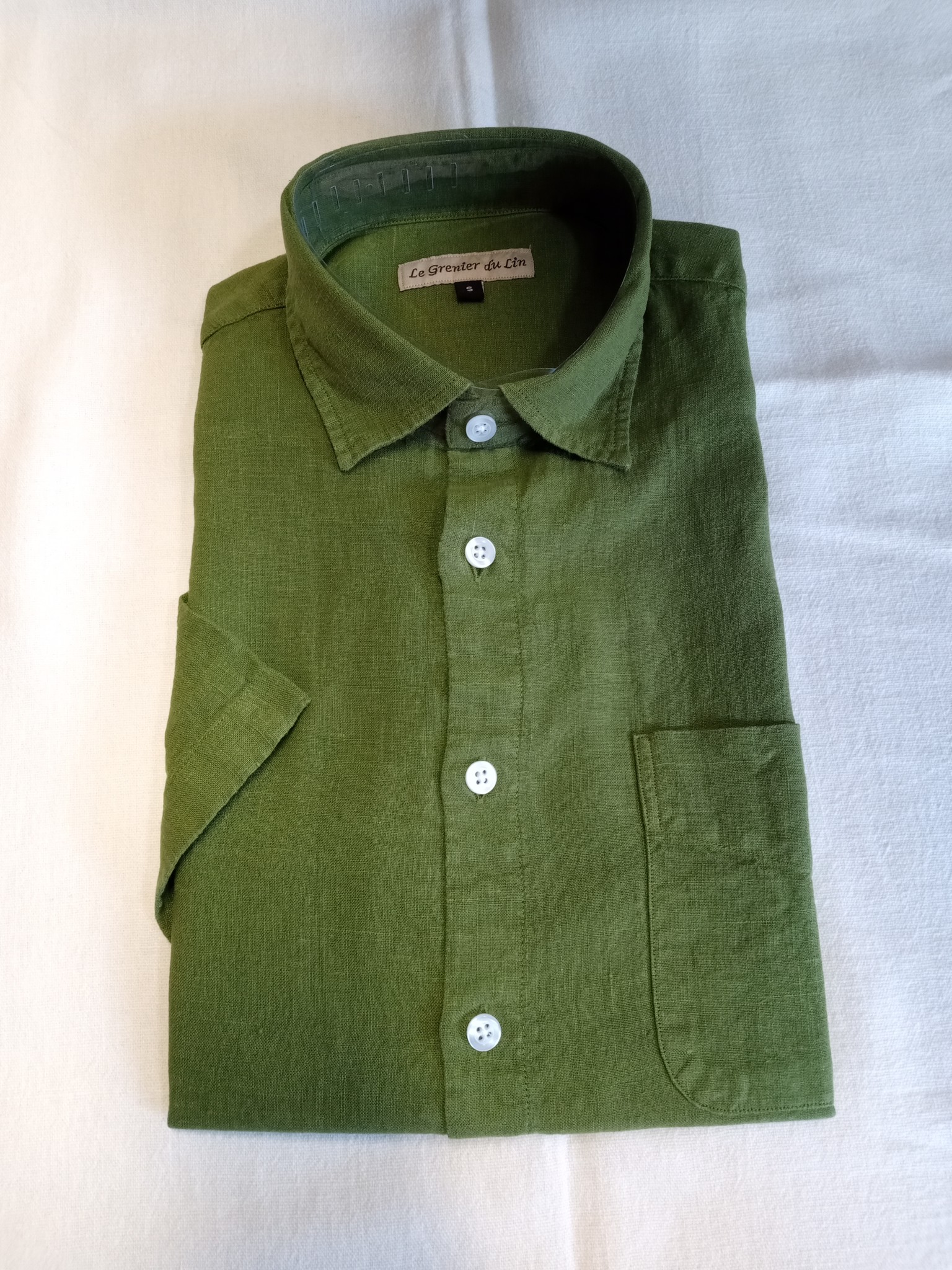 Le grenier du lin Linen shirt, short sleeves linden