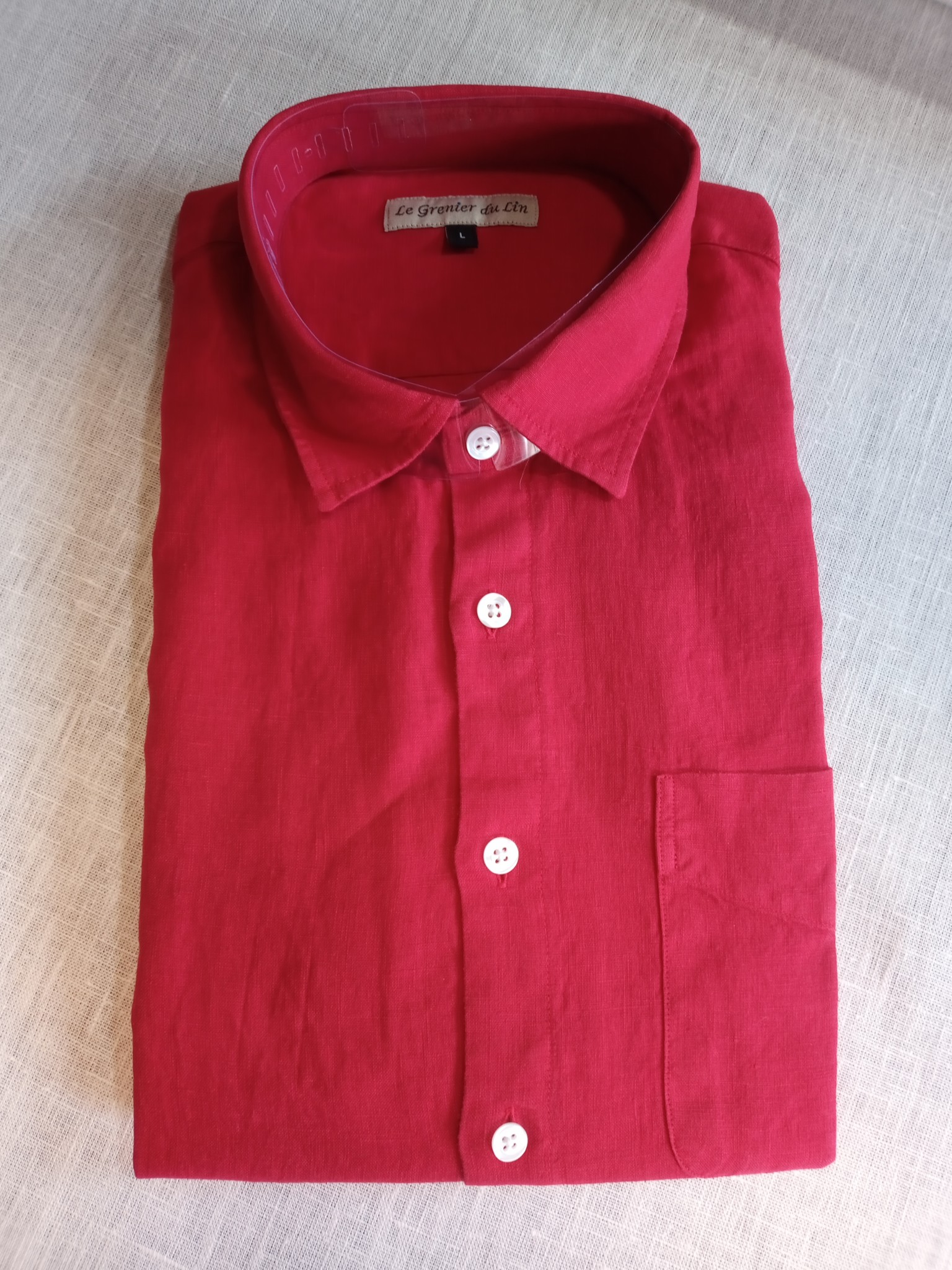 Le grenier du lin Long sleeve linen shirt red