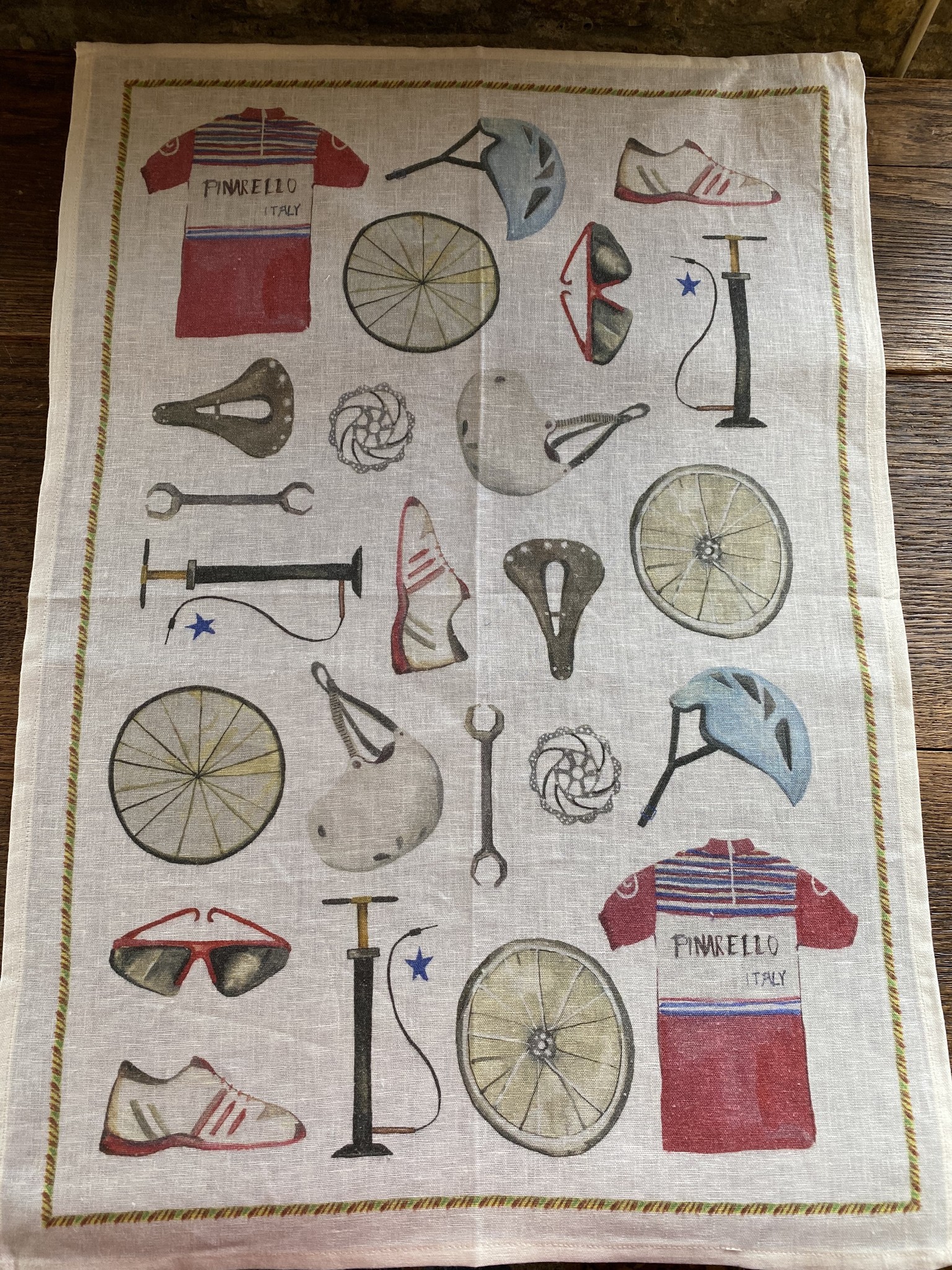 Linen tea towel "bicycle accessories