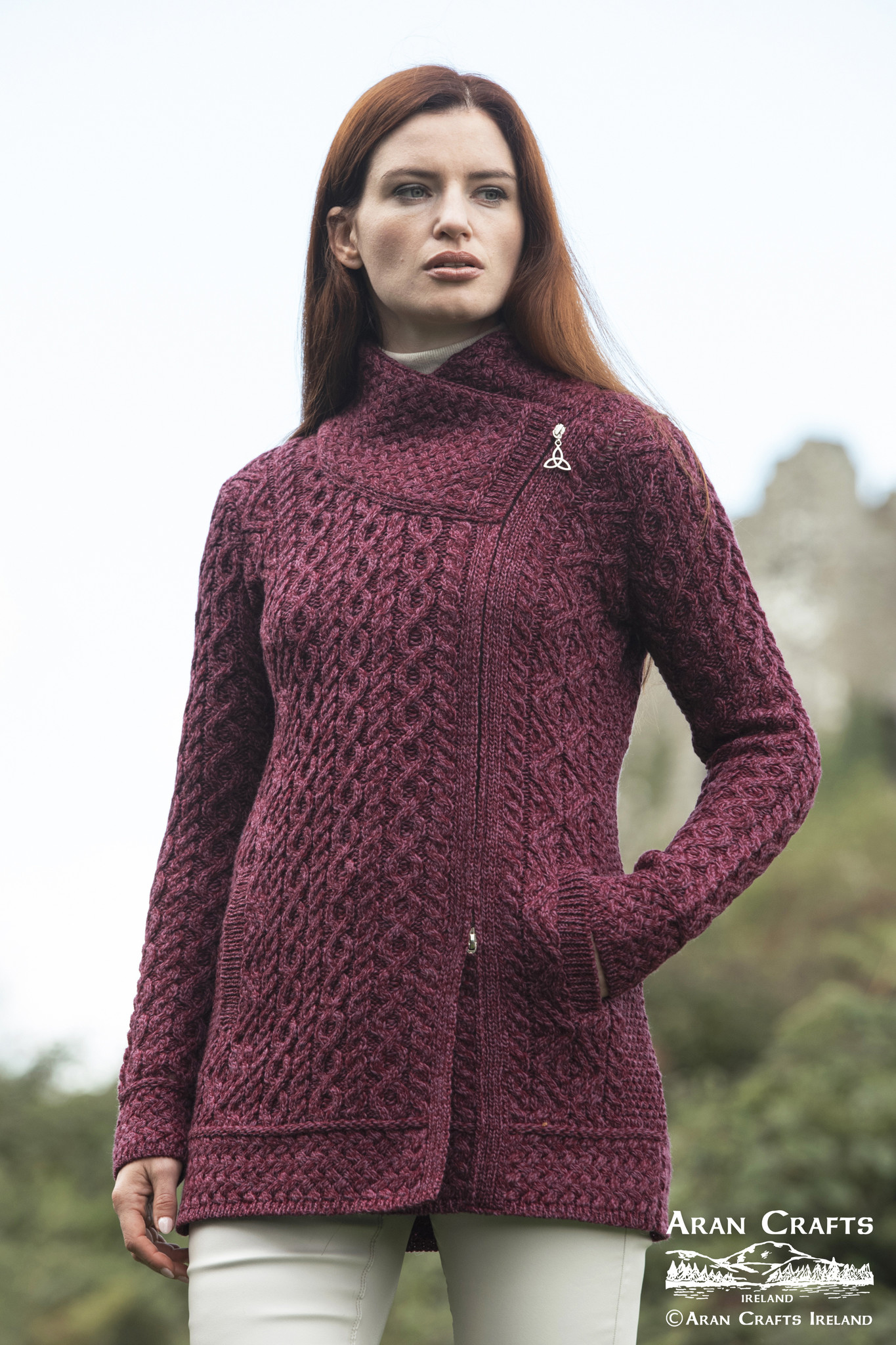 aran craft Gilet long irlandais athenry X5138