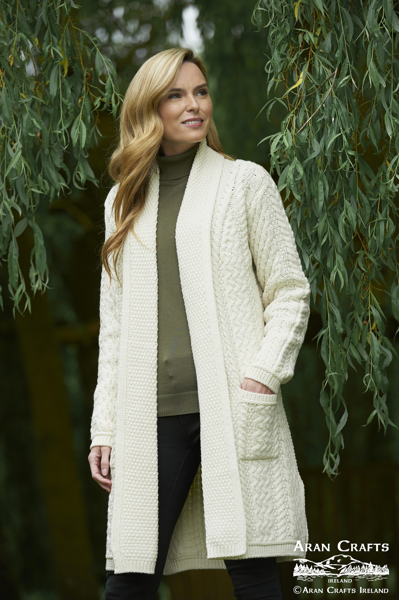 aran craft Gilet long en laine irlandaise SH4788