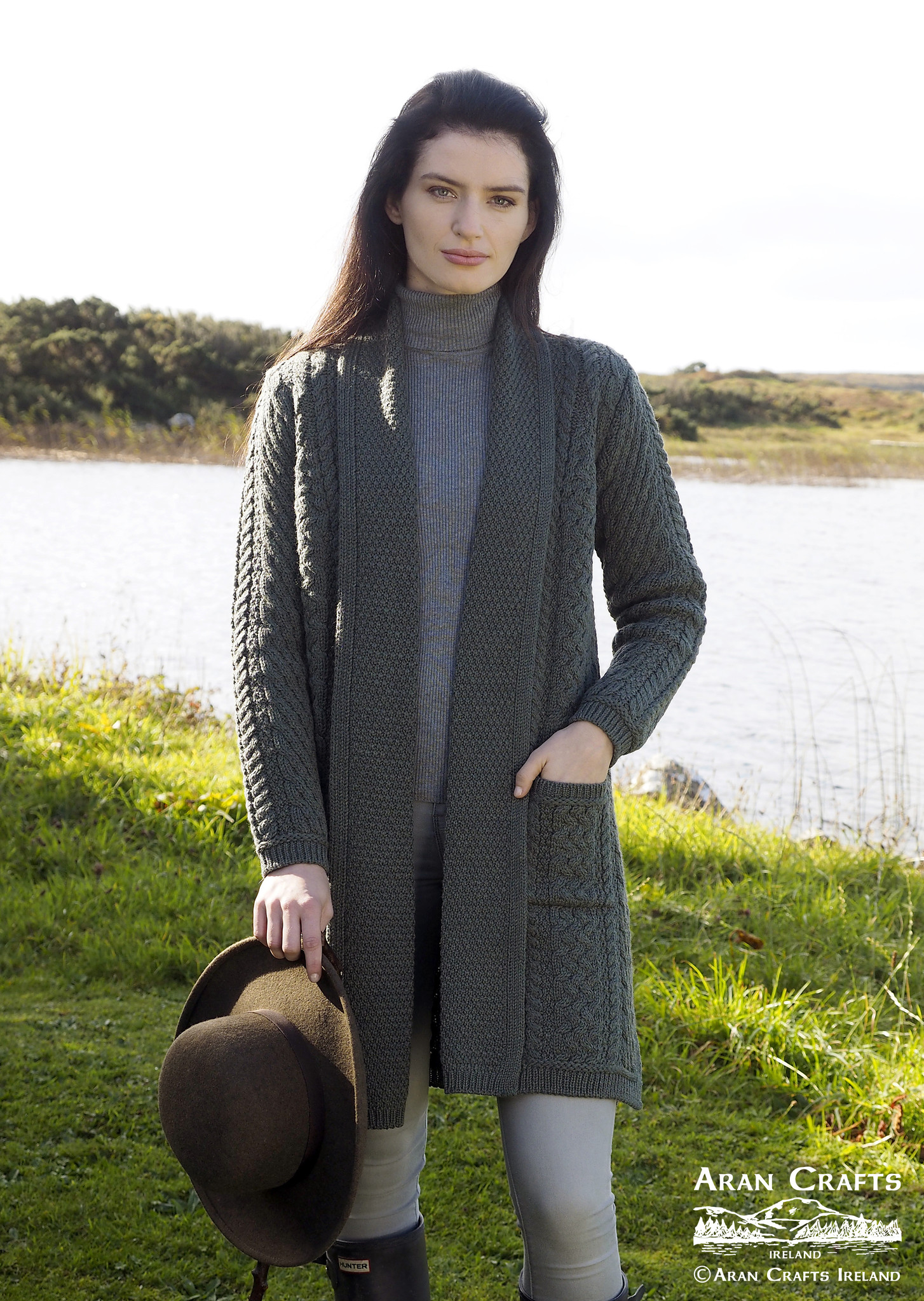 aran craft Gilet long en laine irlandaise SH4788