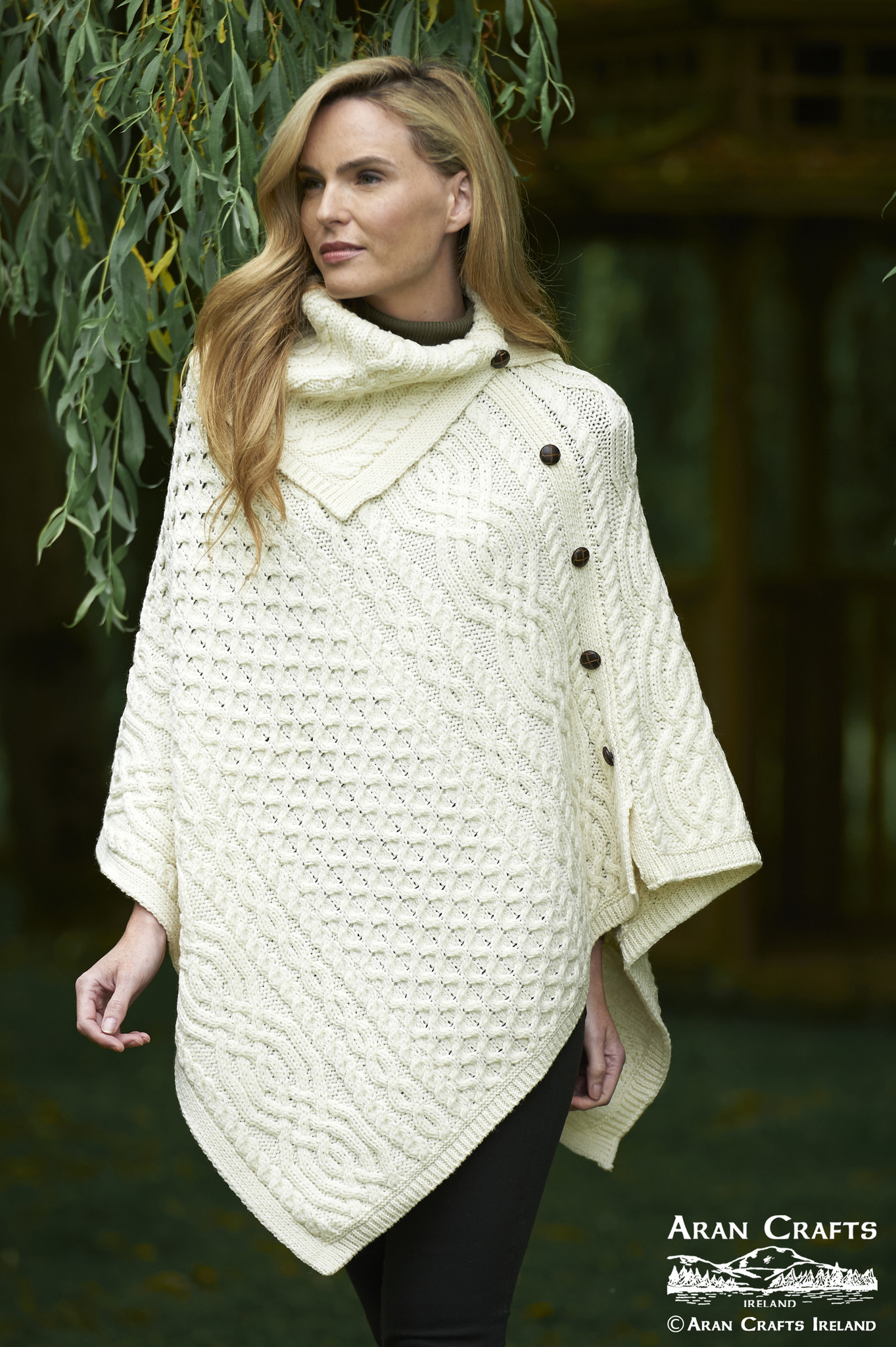 Poncho En Laine D'agneau SAOL Pour Femme - Taille Unique - Boutons Décoratifs - Multi-couleurs (camel, Vert, Rose...)