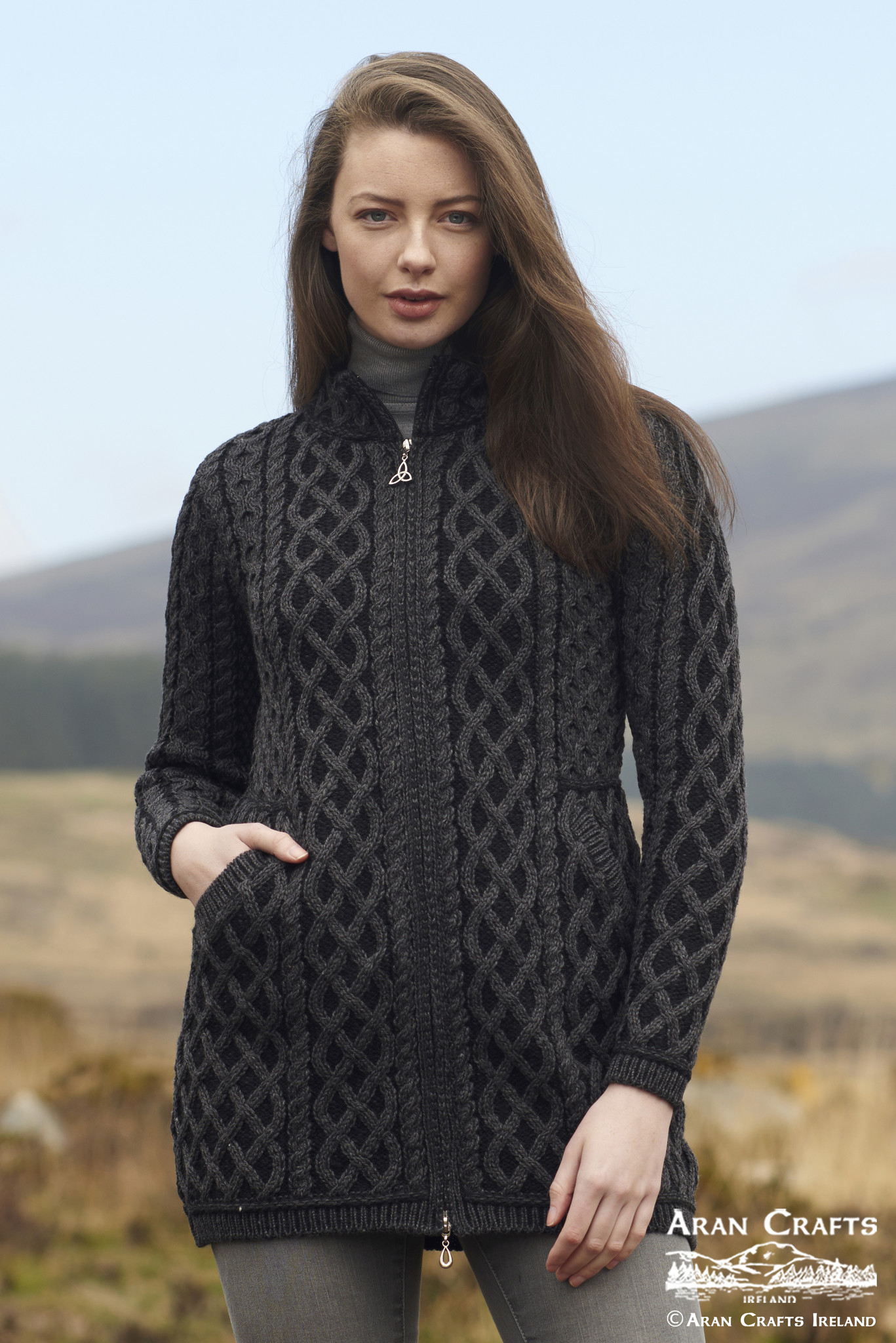 aran craft joyce Irish long cardigan Z4688