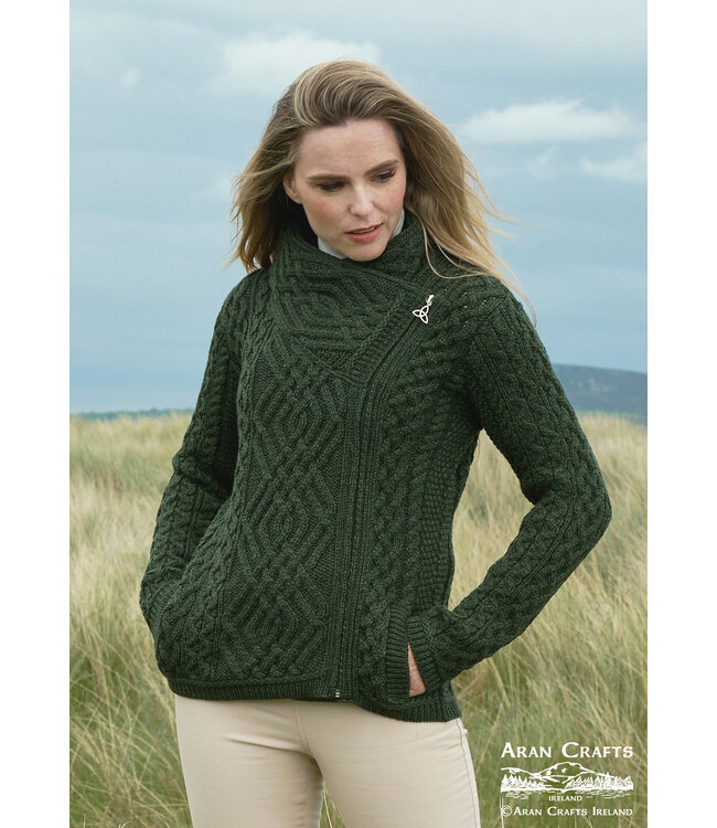 aran craft Cardigan  irlandais avec Zip sur le coté "Z4630"