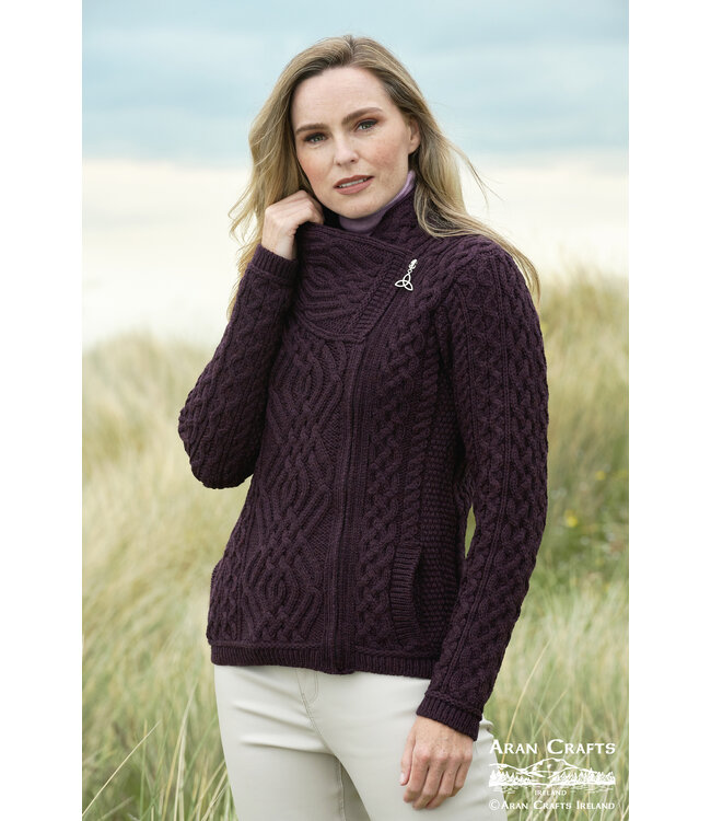 aran craft "Z4630" Irish cardigan with side zip