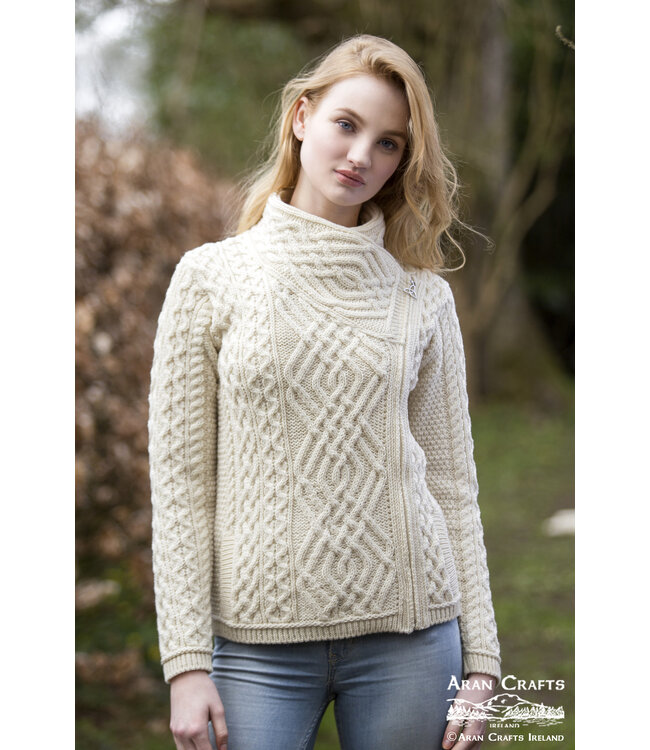 aran craft "Z4630" Irish cardigan with side zip