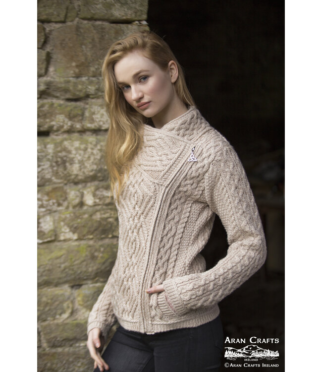 aran craft Cardigan  irlandais avec Zip sur le coté "Z4630"