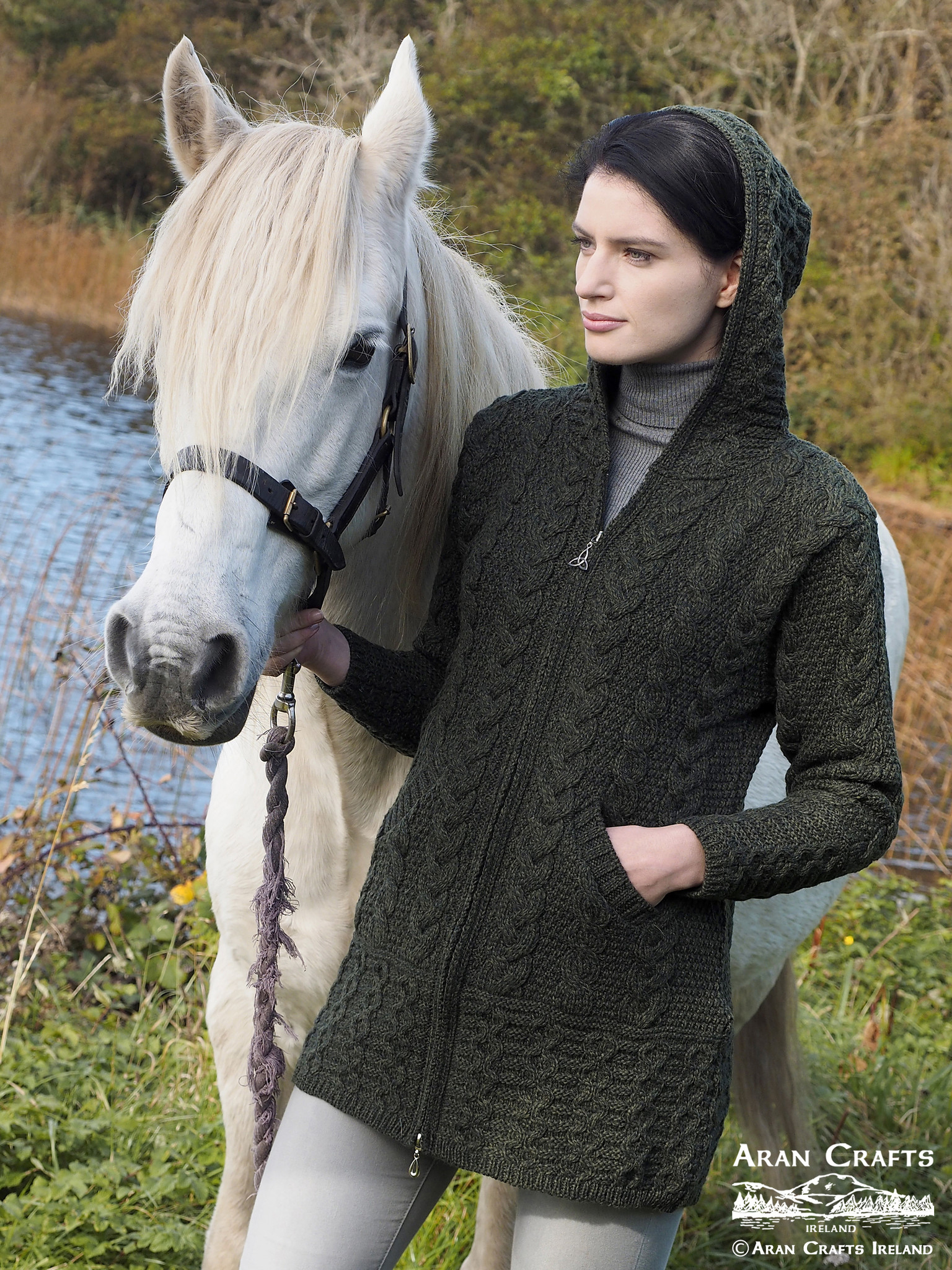 aran craft Irish wool hooded waistcoat galway HD4025
