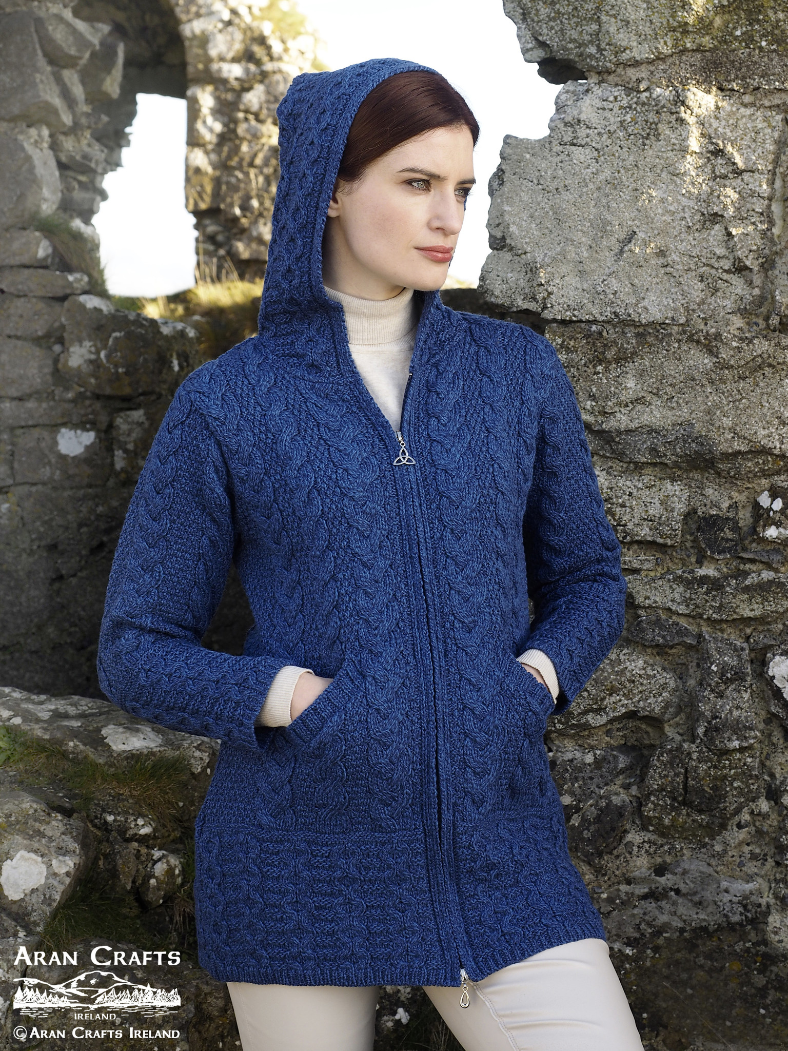 Irish wool hooded waistcoat galway HD4025