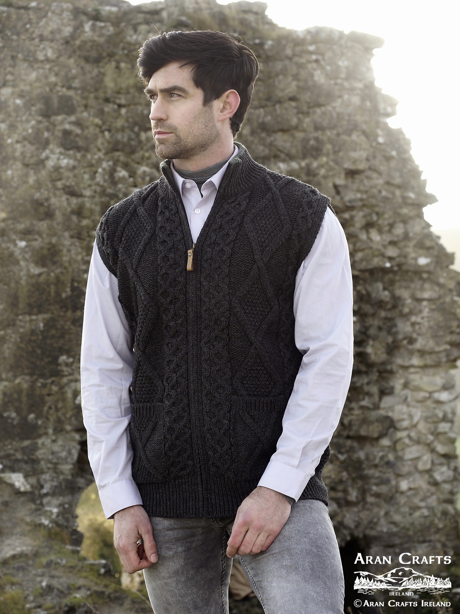 aran craft Gilet sans manches irlandais carlow X5274