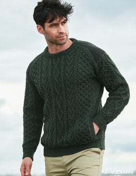 aran craft Pull irlandais col rond sligo T24