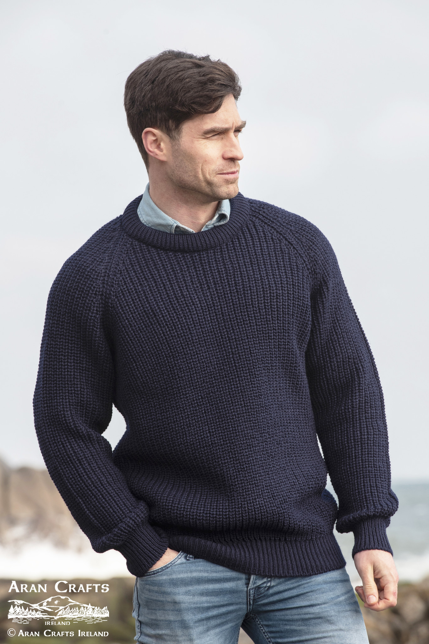 aran craft Irish jumper round neck the fischerman C761