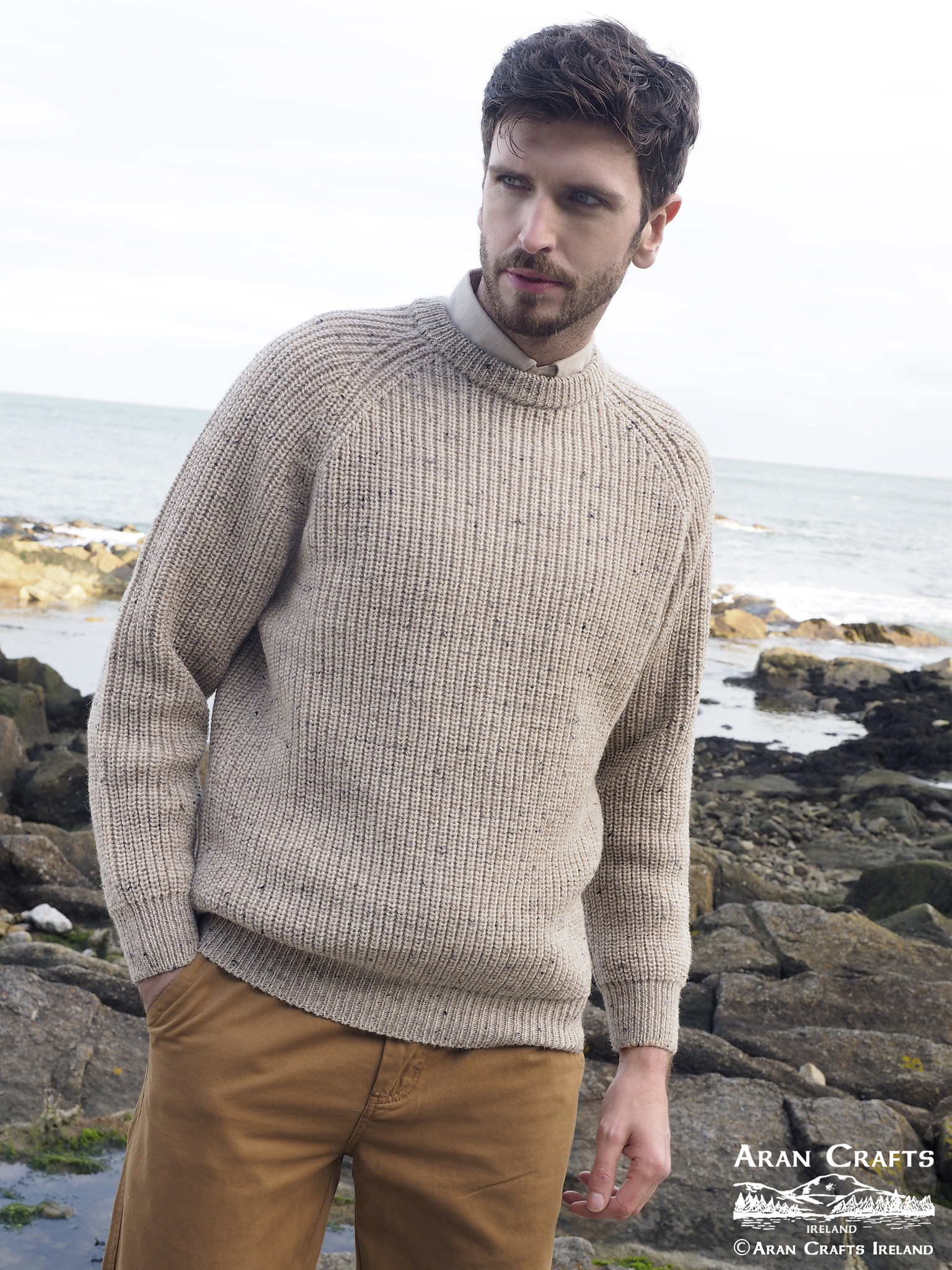 aran craft Irish jumper round neck the fischerman C761