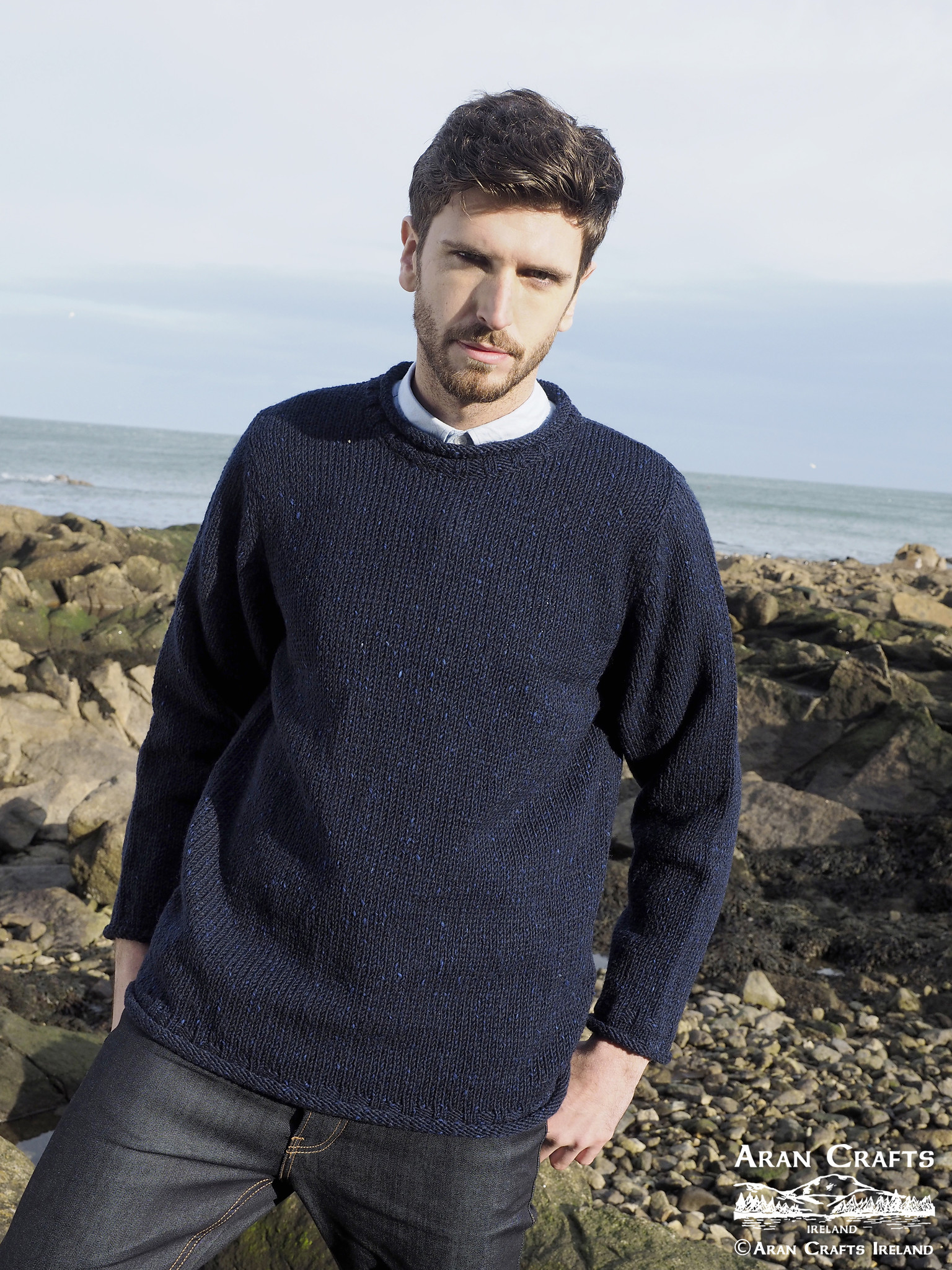 aran craft Pull irlandais col rond glenties K4594