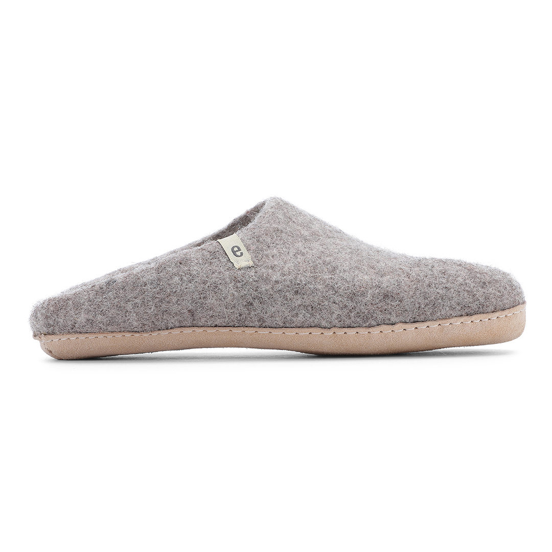 egos Chaussons en laine bouillie gris