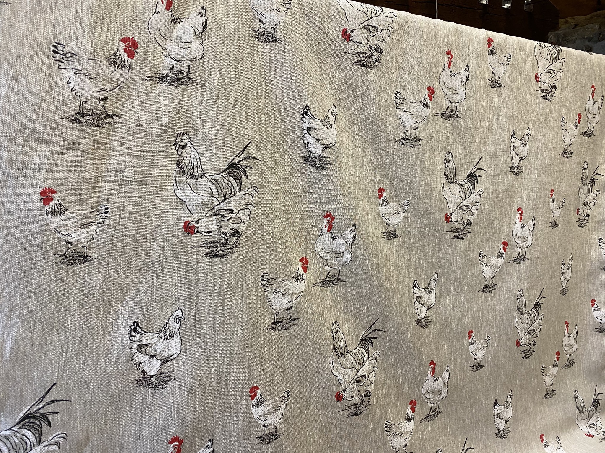 Tissu en lin poules