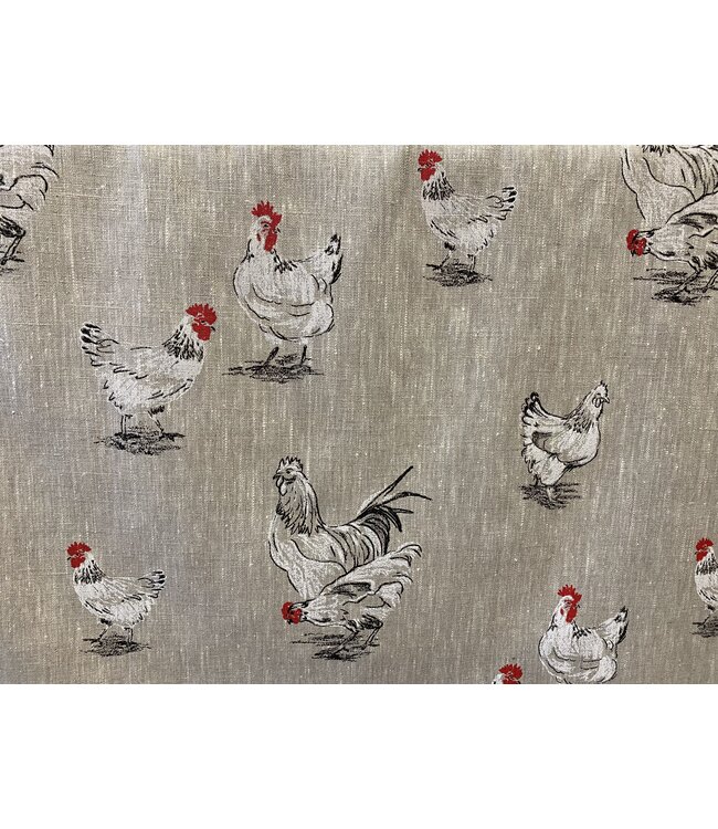 Tissu en lin poules