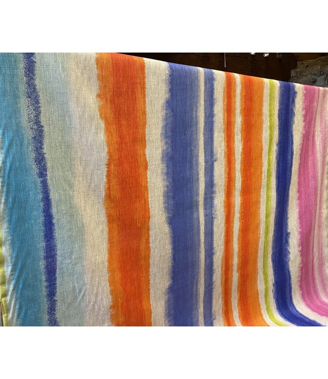 Tissu en lin rayures aquarelle