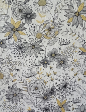 daisy gold" coated linen fabric