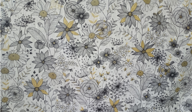 daisy gold" coated linen fabric