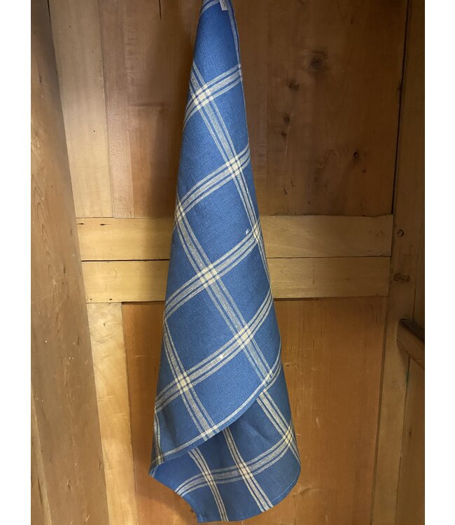 Linen tea towel with check pattern