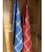 Linen tea towel with check pattern